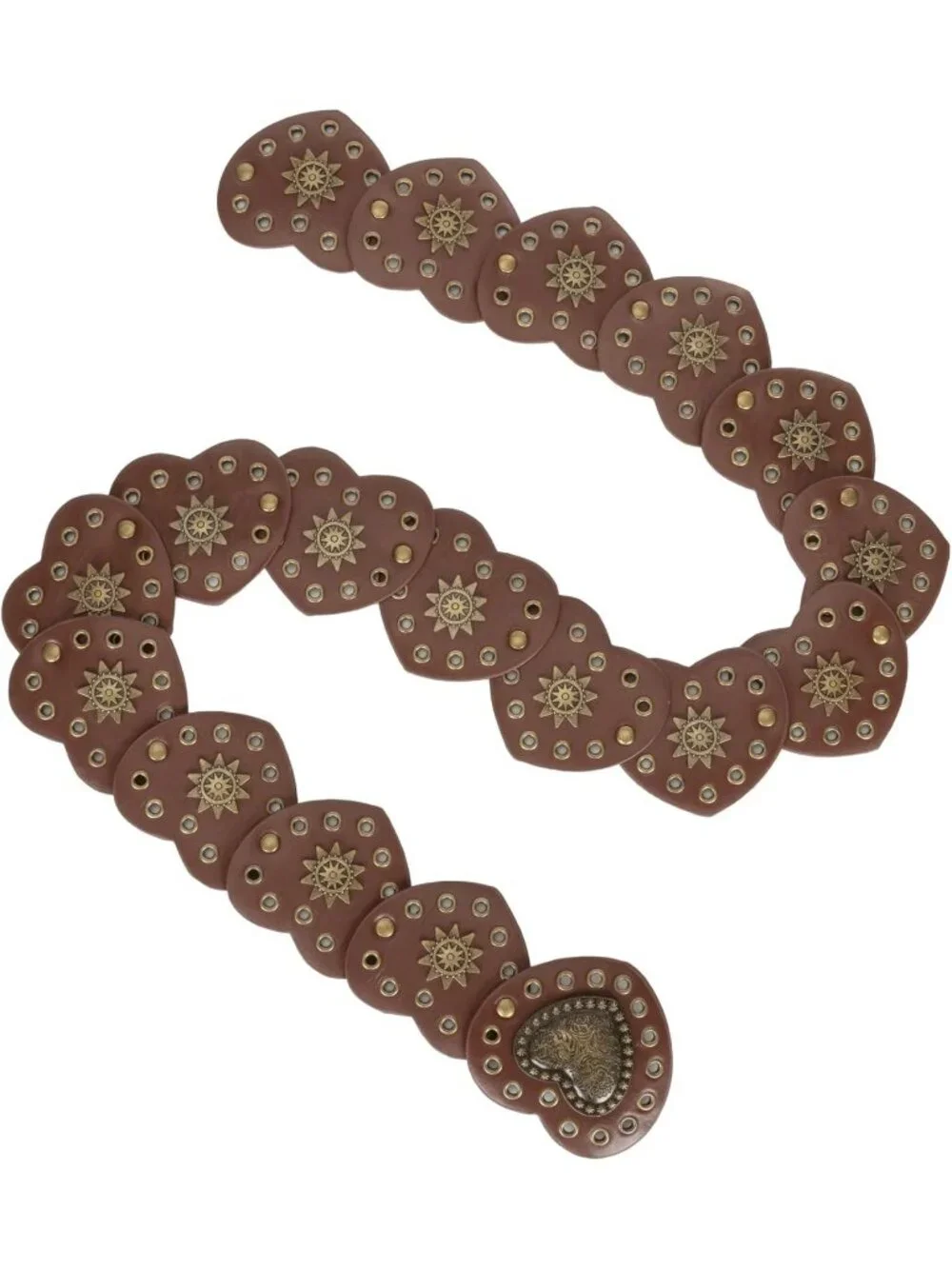Women Dark Brown & Gold Wide Western Disc Belt Cowgirl Boho-Concho Leather Belt